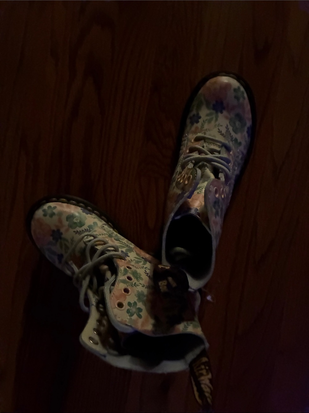 Dr. Martens Floral Pastel Lace-Up Combat Boots